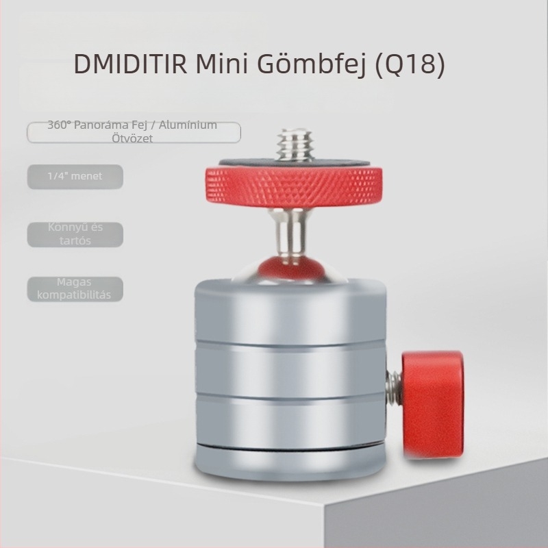 Q18 mini gömbfej – kettős panoráma, 360° vízszintes forgatás, -80°–+90° függőleges, alumíniumötvözet, könnyű 81 g, univerzális