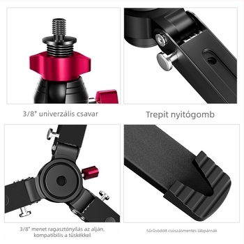 Fényképezőgéphez alumínium ötvözetű tripod, modell ST-4, 1 szakasz, teherbírás 6–10 kg, súly 0,457 kg