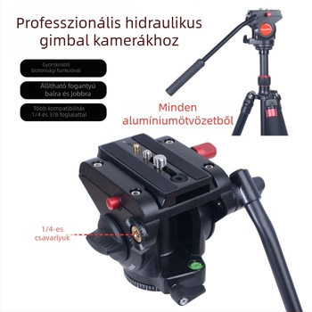 Kameraállvány hidraulikus panoráls gimbállal és golyófejjel, alumínium ötvözet, 160 g, univerzális használat