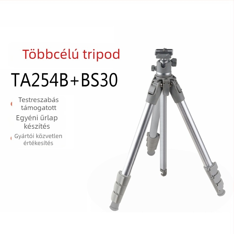 Trípód alumínium ötvözetből, gömbfejes fej, 5 részes, teherbírás 5 kg, gyorskioldó lemez