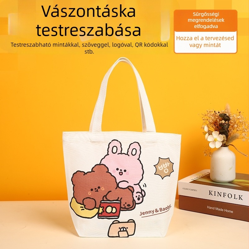 Környezetbarát, Egyedi logóval rendelkező vászontáska vállalati reklámhoz – UV-digitalis nyomtatás és szitanyomás, alj nélküli és oldal nélküli kivitel