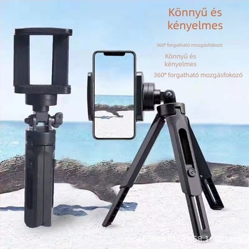 Teleszkópos asztali telefon tartó tripod, 360° forgás, 122 g súly, műanyag kivitel
