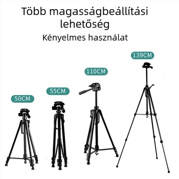 3520 Alumíniumötvözetből készült könnyű állvány digitális kamerához, 3 részes lábakkal, 3D fej, gyorskioldó lemez, maximális terhelhetőség 6–10 kg