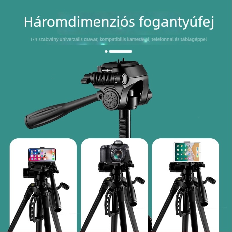 3520 Alumíniumötvözetből készült könnyű állvány digitális kamerához, 3 részes lábakkal, 3D fej, gyorskioldó lemez, maximális terhelhetőség 6–10 kg