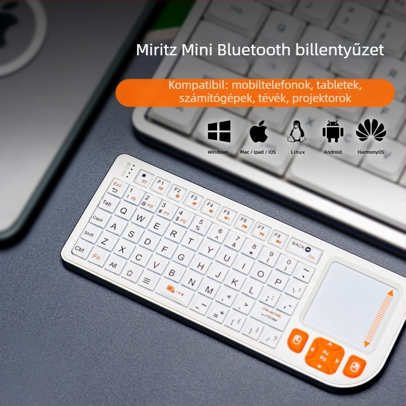Bluetooth billentyűzet, 73 billentyű, RGB háttérvilágítás, vezeték nélküli, egyszerre 2 eszközzel párosítható