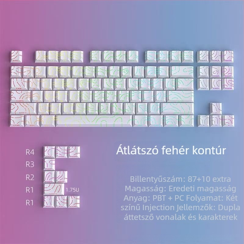 Mechanikus billentyűzet, 88–98 billentyű, Bluetooth kapcsolat, ABS ház, egyszínű háttérvilágítás, univerzális kompatibilitás