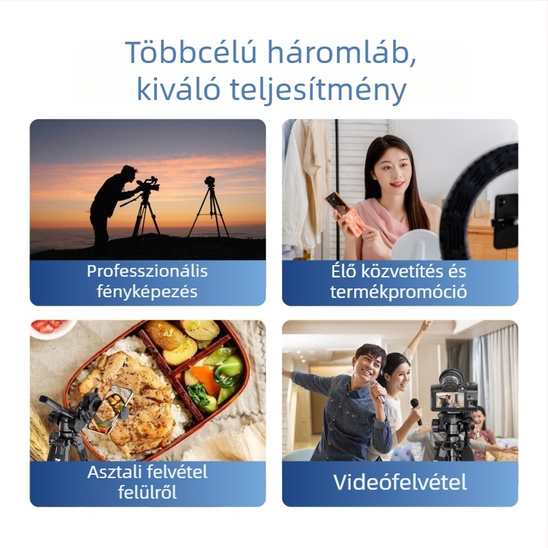 NP-8850 SLR kamera 3D gimbal fejű állvány, alumínium ötvözet, 4 rész, teherbírás 6–10 kg, gyorskioldó lemez