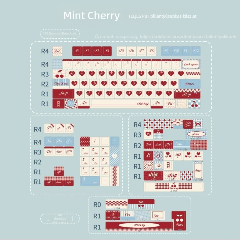 Keycaps mechanikus billentyűzethez — PBT anyag, sublimációs hőátvitellel, háttérvilágítás nélkül, vízálló