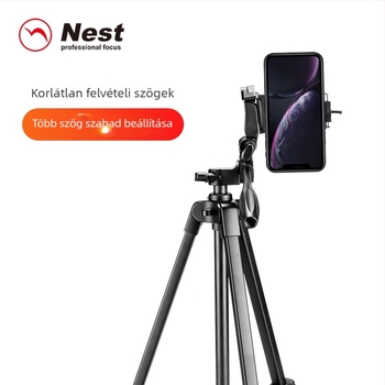 NT-510 Mobiltelefon tripod 3D gimbal, 4-szekciós alumíniumötvözet, gyorskioldó lemez, teherbírás 3 kg