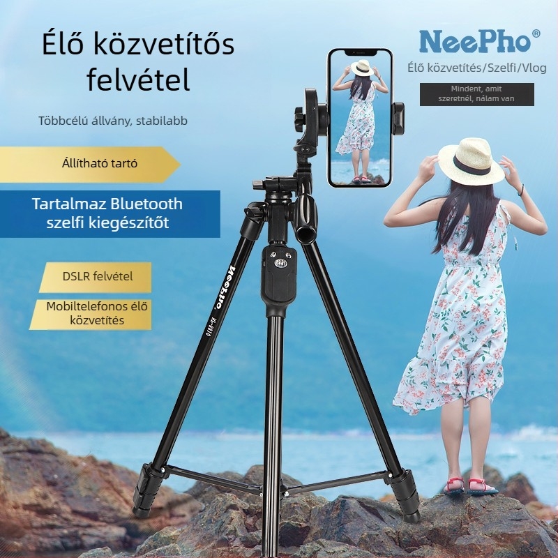 NP8810 állvány 3D PTZ-vel, alumínium ötvözet, teherbírás 6-10 kg, tartalmaz telefonklipet