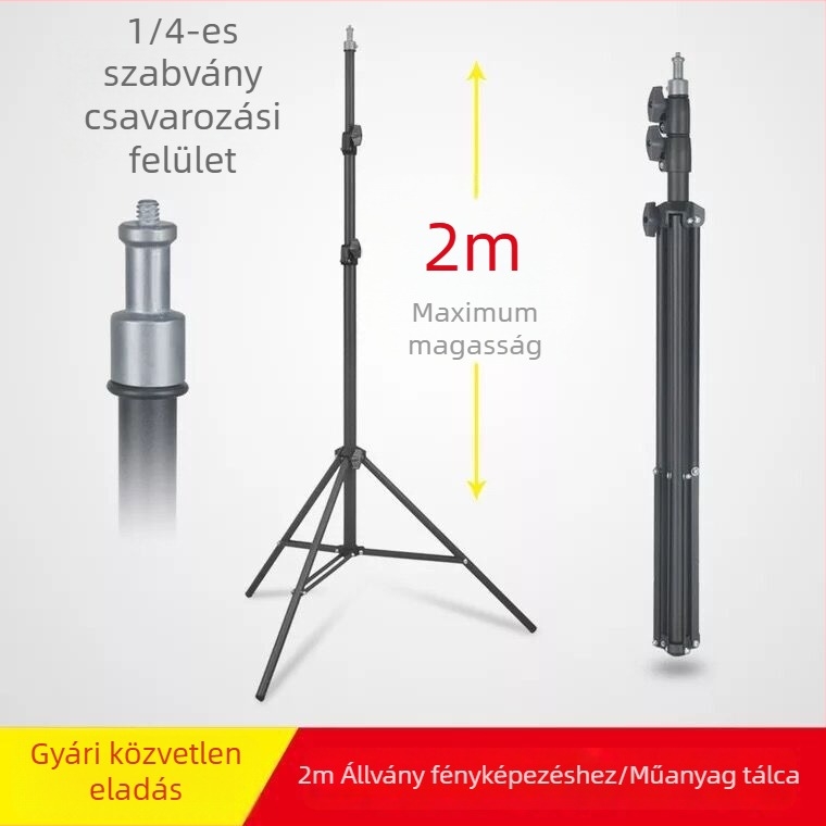 Mobiltelefonhoz készült tripod Pan-Tilt fejjel élő közvetítéshez, alumíniumötvözet, 3 részes kialakítás, padlóra álló állvány