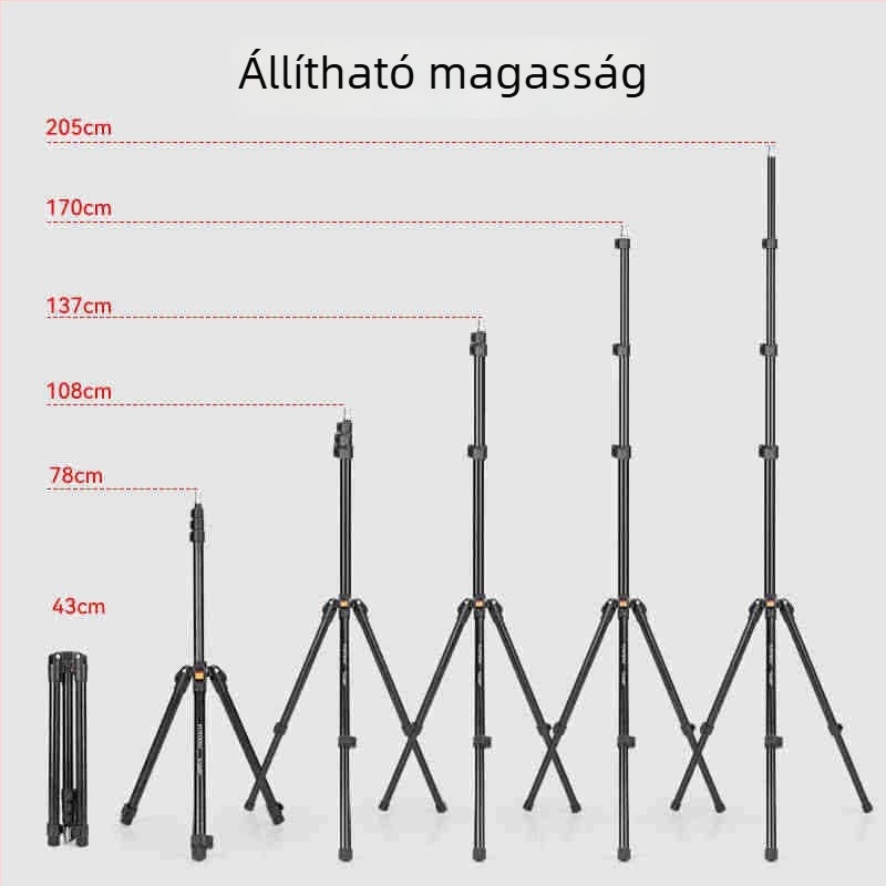 Yunteng 5228 Fotózásra szánt alumínium ötvözetből készült anti-összecsukható állvány, adapterfej, teherbírás 2-5 kg