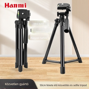 Telefonhoz és kamerához használható állvány, 3D gimbal fej, teleszkópos oszlop vas–alumínium ötvözetből, teherbírás 2–5 kg, modell 3050HT
