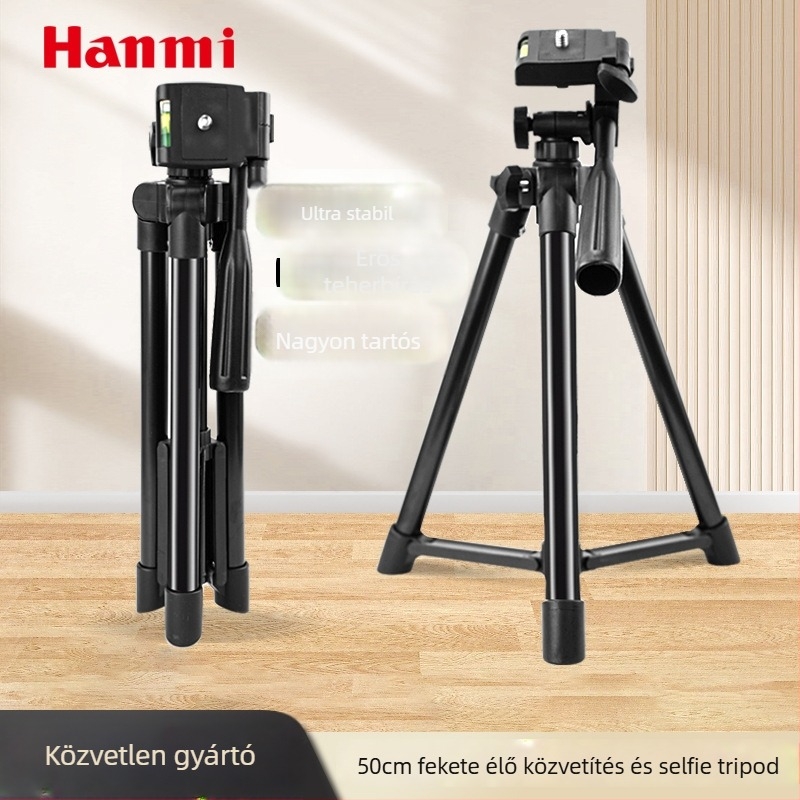 Telefonhoz és kamerához használható állvány, 3D gimbal fej, teleszkópos oszlop vas–alumínium ötvözetből, teherbírás 2–5 kg, modell 3050HT