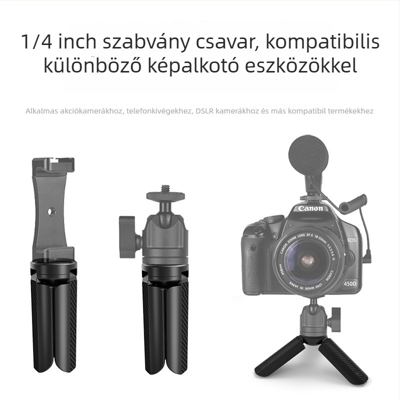 Asztali mini tripod 3D gimball stabilizátorral – nylon és rost, WT007, teherbírás legfeljebb 2 kg