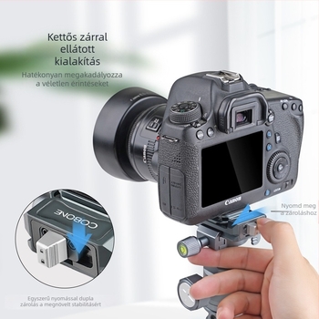 SLR kamera állvány készlet ball head-del, 3 szakaszos, alumínium ötvözet, gyorskioldó lemez, 758 g