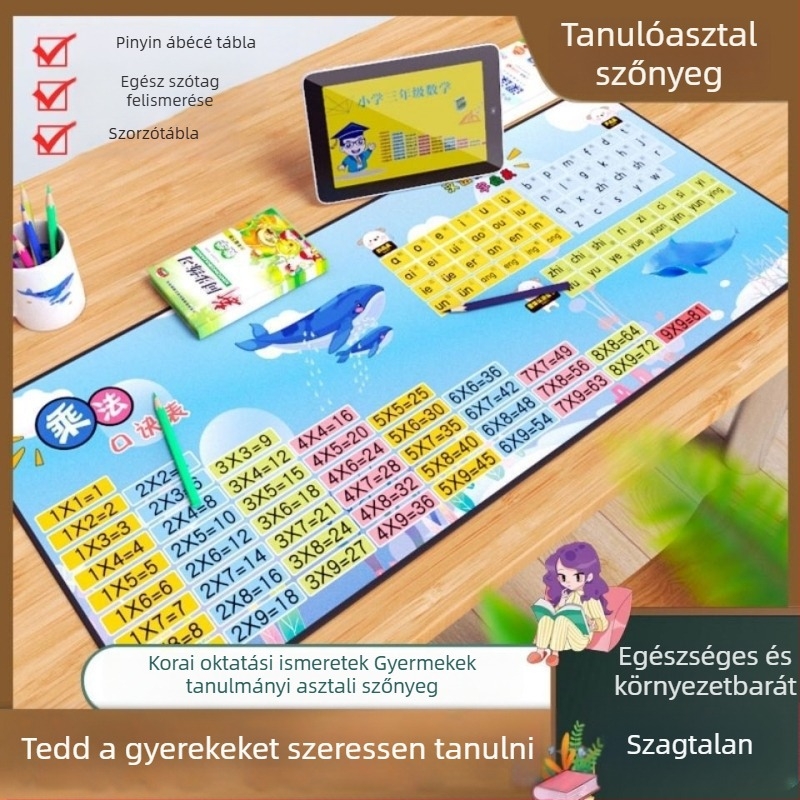 Nagy irodai egérpad tanuláshoz – Szövet, csúszásmentes, varrott kivitel, OEM feldolgozás