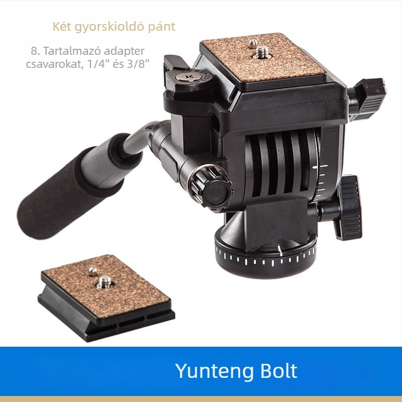 Yunteng 930 hidraulikus PTZ pan-tilt fej kamerához sínre/csúszkára, terhelés 2–5 kg, gyorscsatlakozó lemez tartozék