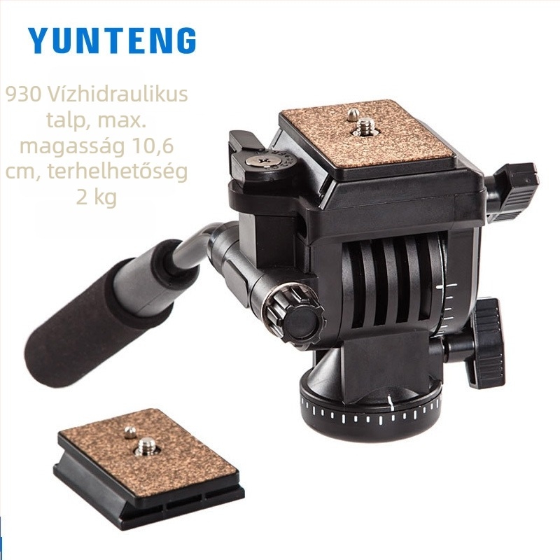 Yunteng 930 hidraulikus PTZ pan-tilt fej kamerához sínre/csúszkára, terhelés 2–5 kg, gyorscsatlakozó lemez tartozék