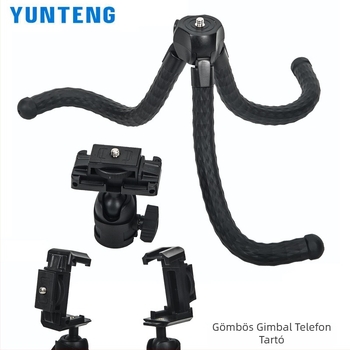 Yunteng 3286 octopus tripod gömbfejű pan-tilt, teherbírás 1 kg, távirányító a csomagban