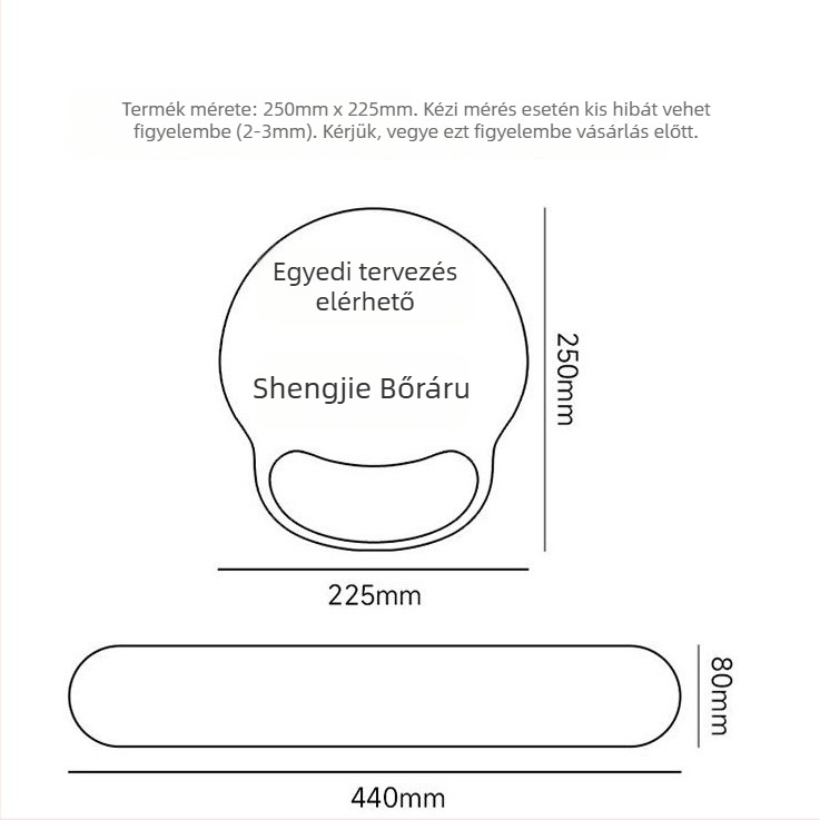Kis gumi egérpad csuklótámaszzal, nyuszis dizájnnal, egyoldalas, irodai kiegészítő