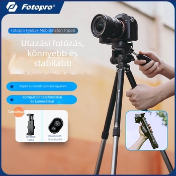 Fotopro Fy683+ Mobiltelefonos Tripod 3D Gimballal a Tükör Nélküli Kamerákhoz, Hordozható és Könnyű