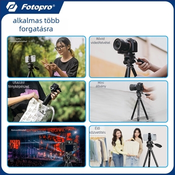 Fotopro Fy683+ Mobiltelefonos Tripod 3D Gimballal a Tükör Nélküli Kamerákhoz, Hordozható és Könnyű