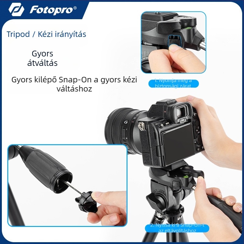 Fotopro Fy683+ Mobiltelefonos Tripod 3D Gimballal a Tükör Nélküli Kamerákhoz, Hordozható és Könnyű