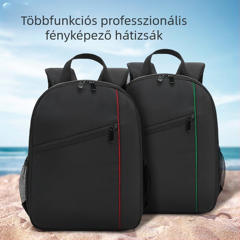 SLR kamera táska - Poliészter, vízálló, kopásálló, Modell 6080, Cipzáras nyitás