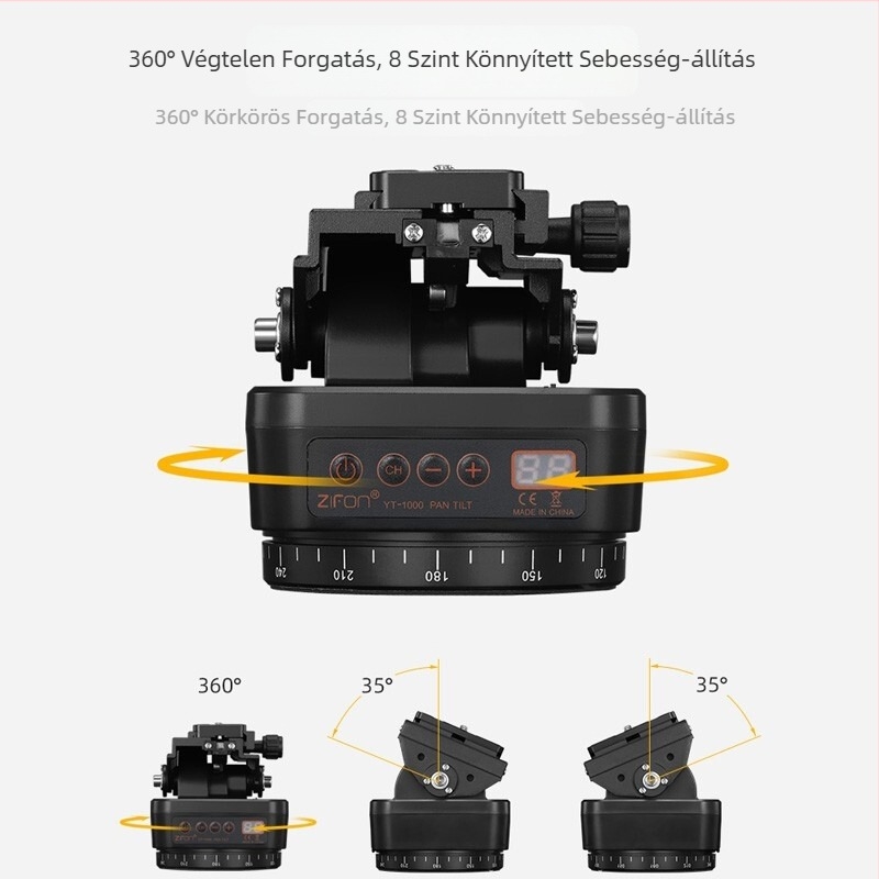 Okos telefonos gimbal stabilizátor – 360° vízszintes forgás, 70° függőleges dőlés, 8‑sebességű állítás, alumínium ötvözet, távirányító