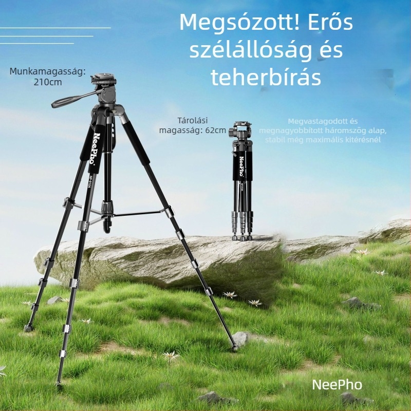 NP-910A Kameraállvány 3D-Gimbal fejjel, Alumíniumötvözet, 5 Szakasz, Teherbírás 11–15 kg