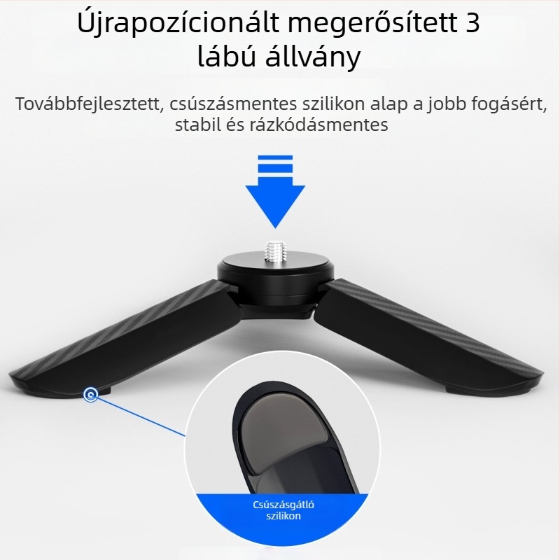 DJI Pocket 3 Minihez készült teleszkópos rúd és asztali állvány, anyag: nylon rost, súly 44 g, teherbírás kevesebb mint 2 kg