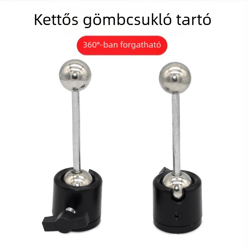 Fémes dupla gömbfejes mobiltelefon-tripod, 360° pan/tilt, 1/4"-os menetes csavar, élő közvetítéshez