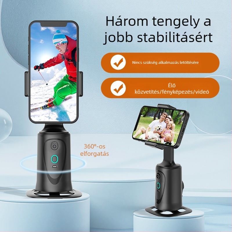 Q9 okos mobil gimbal stabilizátor arcfelismeréssel, 360°-os forgással, asztali állvány élő közvetítéshez