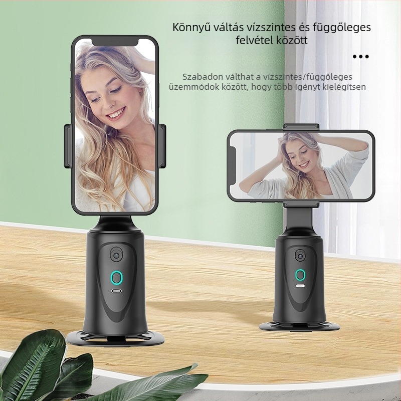 Q9 okos mobil gimbal stabilizátor arcfelismeréssel, 360°-os forgással, asztali állvány élő közvetítéshez