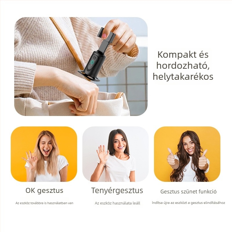 Q9 okos mobil gimbal stabilizátor arcfelismeréssel, 360°-os forgással, asztali állvány élő közvetítéshez
