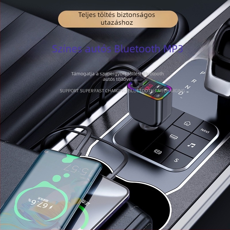 Bluetooth autó MP3 lejátszó vevőegység, modell Y3, OLED kijelző, FM rádió, 12V/24V tápegység