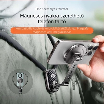 Nyakba akasztható telefon-tartó első személyes mellkasi felvételekhez, szilikonból, vezeték nélküli töltéssel