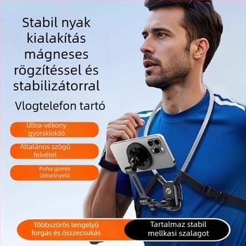 Nyakba akasztható telefon-tartó első személyes mellkasi felvételekhez, szilikonból, vezeték nélküli töltéssel
