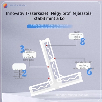 Mudao Műanyag sarokba illeszkedő függőleges T-alakú csat fotóháttér lemezhez, kiegészítő állítható alapú tartó 4.6–6 mm
