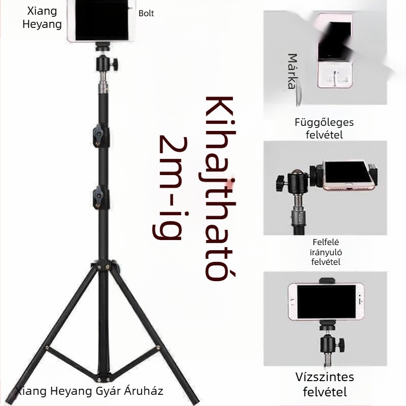 Mobiltelefon-tartó - multifunkcionális Bluetooth állvány élő közvetítésekhez, selfie-karral, asztali, éjjeliszekrény és padlóra alkalmas