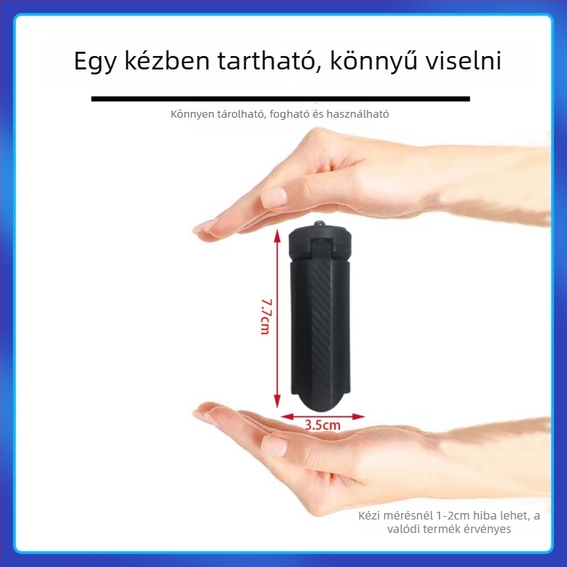 Karbontfiból készült asztali tripod DSLR-kamera és okostelefonhoz – 35 cm munkamagasság, 25 mm-es csőátmérő, egy szakaszos, összecsukott magasság 75 cm