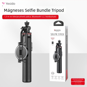 Yesido mágneses telefonos selfie stick alumínium ötvözet tripoddal, Bluetooth távirányító, képstabilizálás, anyag: ABS + alumínium ötvözet + N52 mágnes