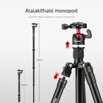 Manjike TP611 DSLR háromlábú állvány – alumíniumötvözet, max terhelés 5 kg, súly 1,41 kg