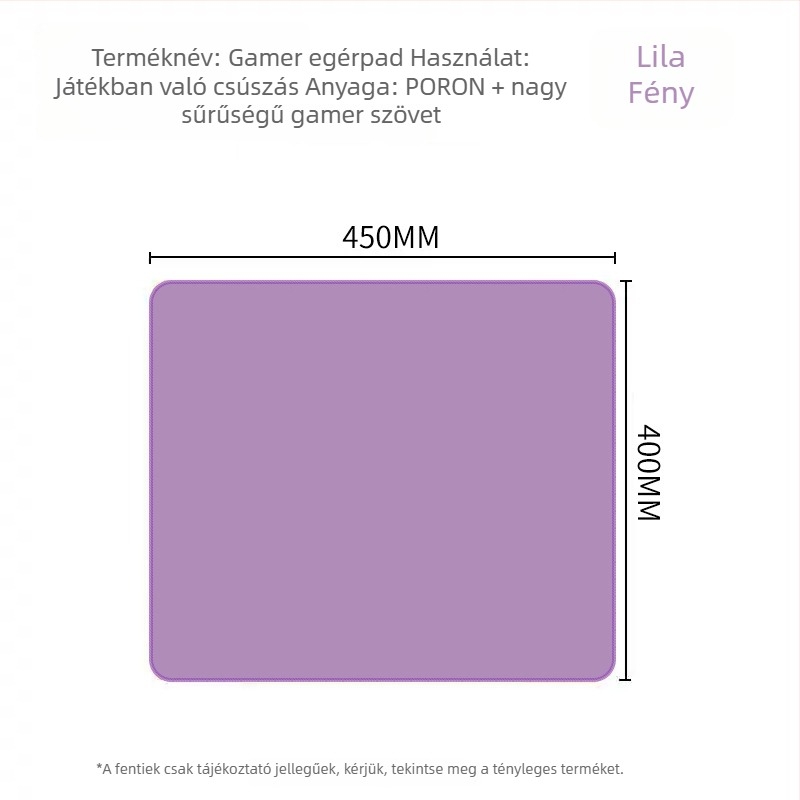 E-sport egérpad FPS játékokhoz, egyszeroldalas, vastagított gumíro-poliuretán Poron felület, kiegyensúlyozott kontroll, 490×420×4 mm