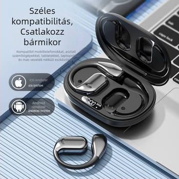 Bluetooth fülhallgató fülhorgot használó, vízálló, BT 5.4, 10 m hatótáv, 4–8 órás üzemidő, sztereó