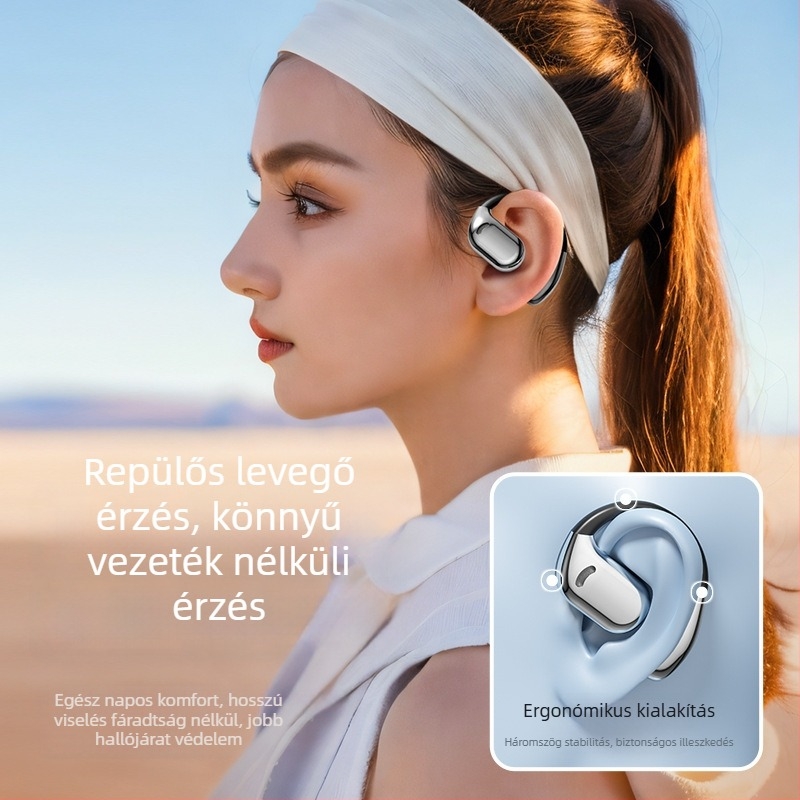 Bluetooth fülhallgató fülhorgot használó, vízálló, BT 5.4, 10 m hatótáv, 4–8 órás üzemidő, sztereó