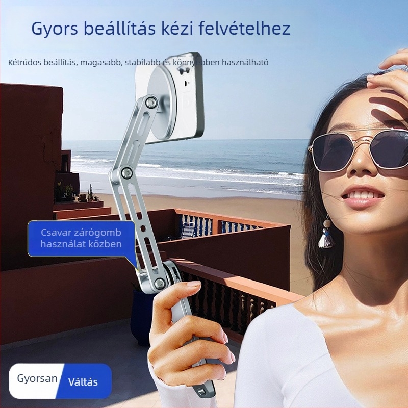 MagSafe alumínium asztali állvány — forgó, összecsukható, hordozható telefon- és táblagéptartó