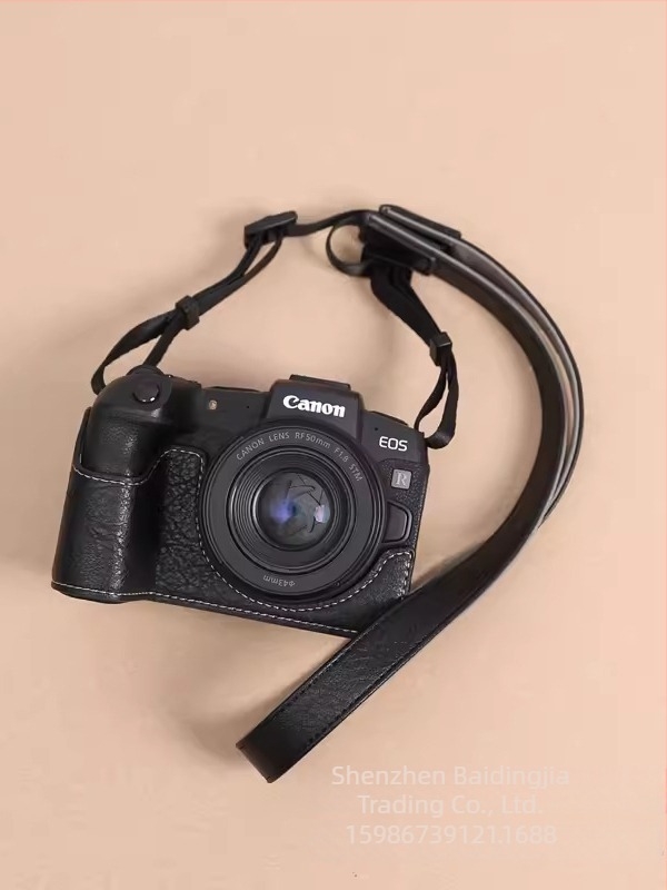 PU bőrből készült tükör nélküli kamera táska, clutch stílus, kopás- és ütésálló, Canon R8/RP kompatibilis