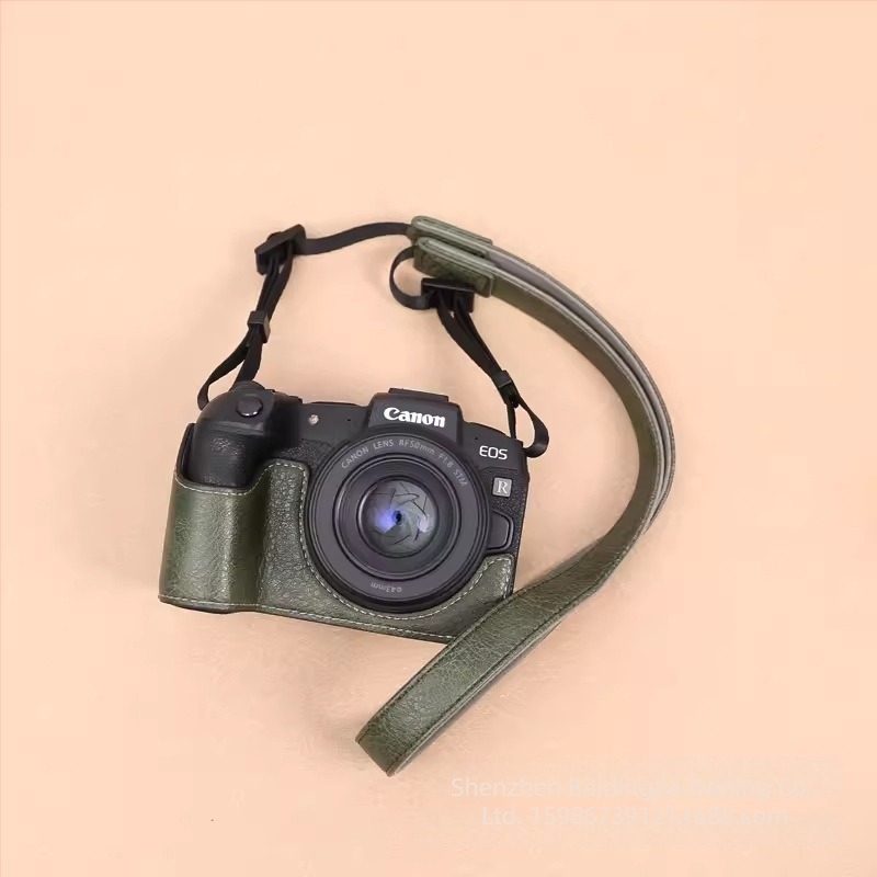 PU bőrből készült tükör nélküli kamera táska, clutch stílus, kopás- és ütésálló, Canon R8/RP kompatibilis